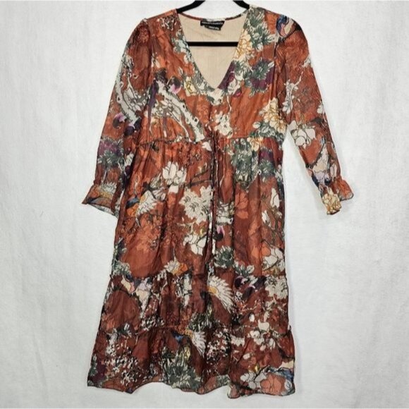 Hemant & Nandita For Anthropologie Zeri Floral Tiered Peasant Dress 0 - Picture 3 of 13